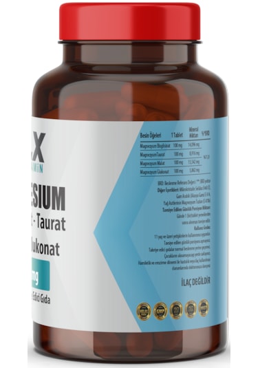 Flx Magnezyum Bisglisinat Malat Taurat Glukonat 400 Mg 60 Tablet