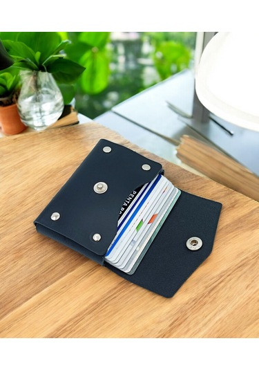 Cronder Hakiki Deri Yan Model Kutu Kartlık Siyah