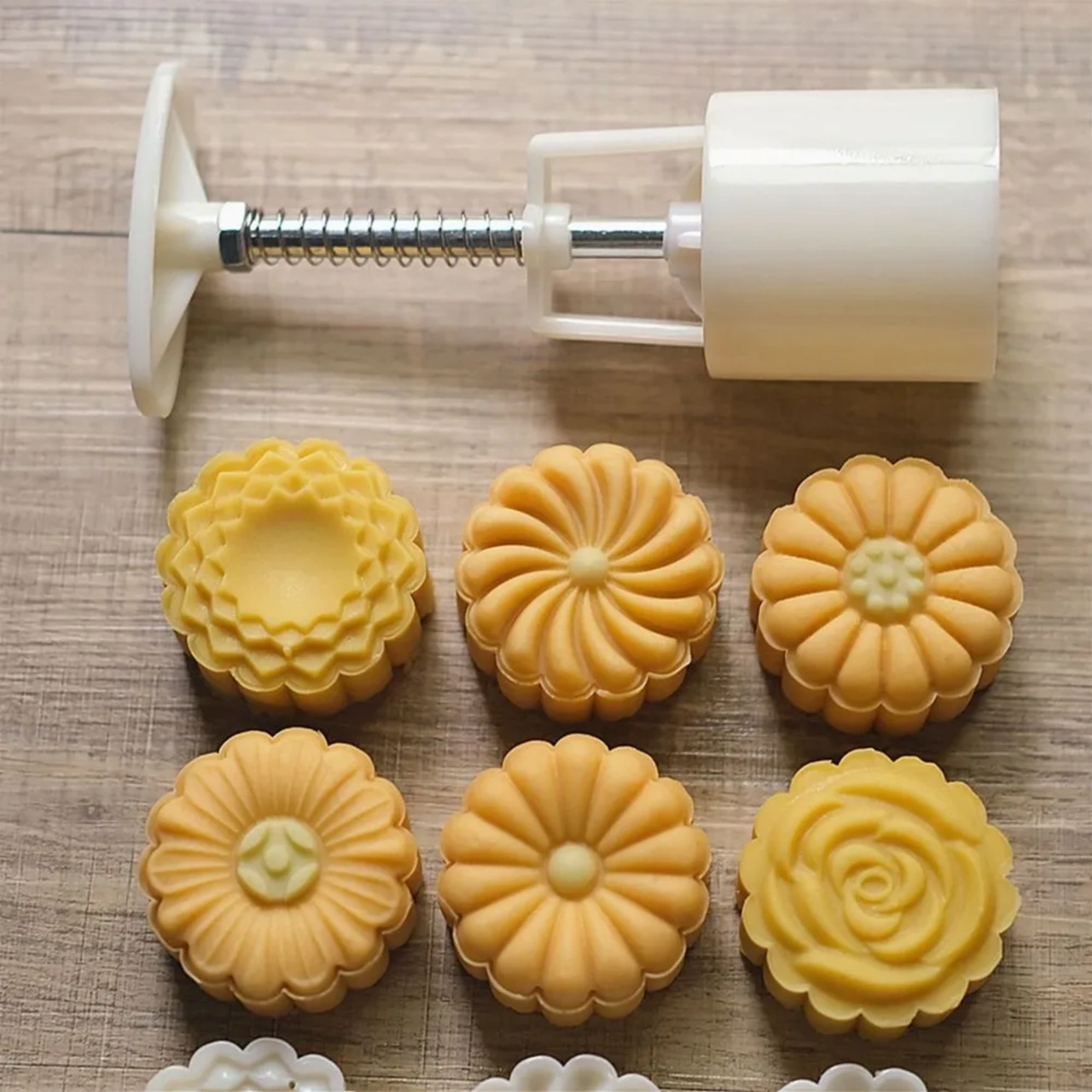 Yaleker Gıda Kalitesi Abs Hamur Kesme Kalıbı, Mooncake, Kurabiye, Fıstık Ezmesi Pastası İçin Manuel Basma Tipi, Ev Fırını Ve Buzdolabı Uyumlu, Beyaz Renk, 1 Set Beyaz