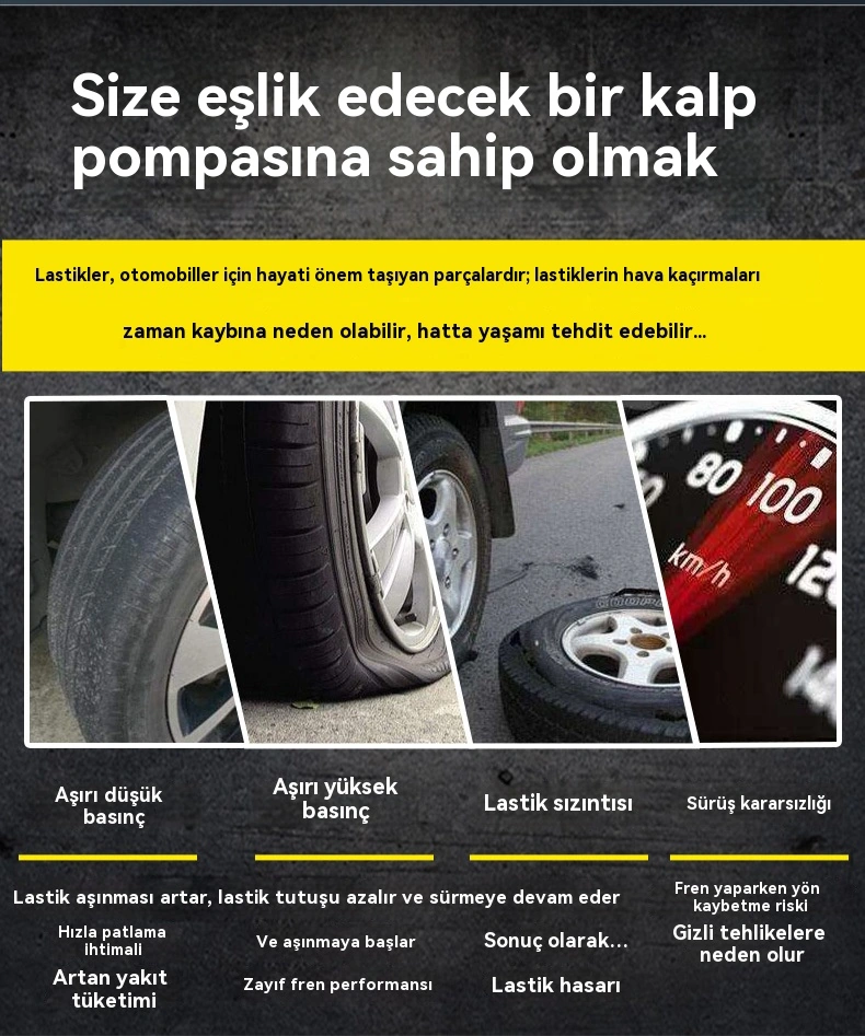 Taşınabilir Otomobil Şişirme Pompası, Karayolu Bisikleti Ve Motosiklet İçin Uygundur 1 Adet