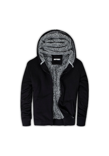 Buratti Içi Kürklü Kapüşonlu  Slim Fit Erkek Sweat 575708 Siyah