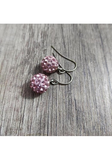 Hdmarketim Şambala Model Swarovski Taşlı Pembe Sallantılı Küpe Çok Renkli
