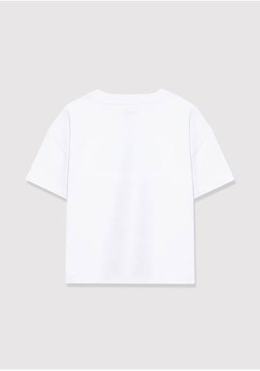 Mavi - Miav Baskılı Beyaz Crop Tişört 7610180-620 Beyaz