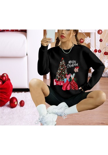 Supplierby Kadın Uzun Kollu Bisiklet Yaka Viskon Iki Iplik Bluz Siyah