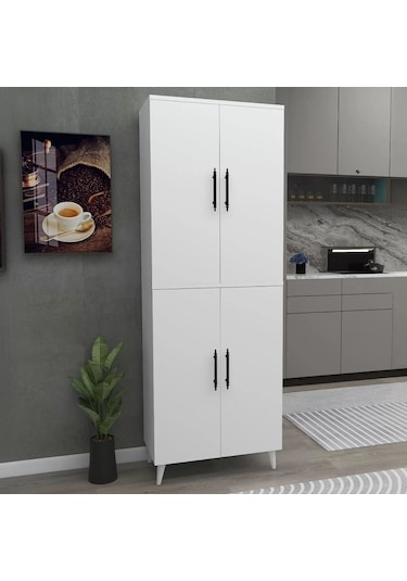 Reyo Home Enda 6 Raflı 4 Kapaklı Çok Amaçlı Dolap Beyaz