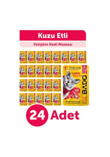 Bado Yetişkin Yaş Kedi Maması Kuzu Etli 85gr 24'lü