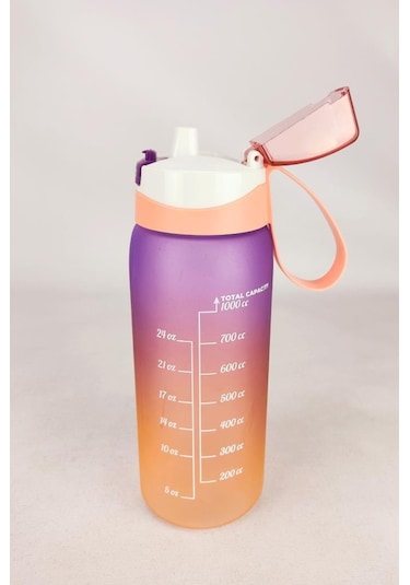 Digithome 1 L Çift Renk Ölçü Baskılı Motivasyon Sağlıklı Plastik Su Şişesi Yavruağzı 161646-162 C1-1-139