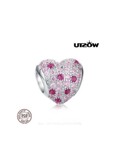 Novahub 925 Ayar Gümüş Aşk Boncuk Pembe Zirkon Fit Orijinal Kolye Bilezik Takı Wostu Romantik Genç Kız Gümüş