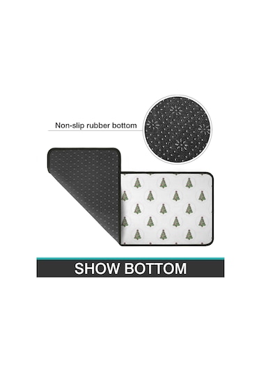 Noel Desenli 2'li Mutfak Matı, Anti-yorgunluk, Yastıklı Ve Kaymaz, Mutfak Ve Ofis İçin Noel Ağacı Daire