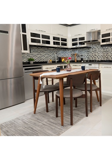 Keynote Ceviz Ahşap 6'lı Mutfak Salon Yemek Odası Sandalyesi