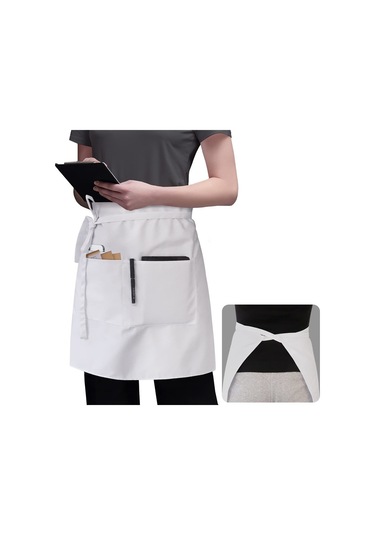 Springsun Restoran, Kafe Ve Bar Personeli İçin Dayanıklı Beyaz Apron - Tek Boyut, Modern Tasarım, Lecke Ve Lekeden Koruma Beyaz