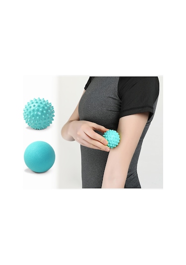 Mufunye Ayak Masaj Seti Tırtıllı Top + Düz Top - Plastik Malzeme, 6cm Boyut, 2 Adet Yeşil