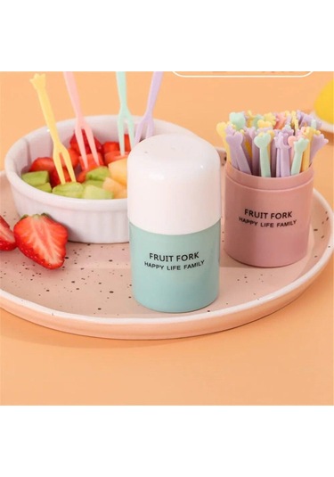 50 Adet/takım Meyve Çatalı Kek Tatlı Yiyecek Meyve Toplama Çocuk Aperatif Mini Parti Festivali Sofra Dekorasyon Plastik Kürdan Yeşil