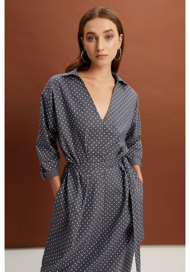 Alexandergardı Yakalı Kemerli Uzun Elbise B22-24800 001