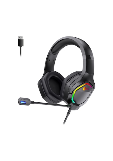 Lecoo HT403 USB Kablolu RGB Mikrofonlu Kulak Üstü Gaming Kulaklık