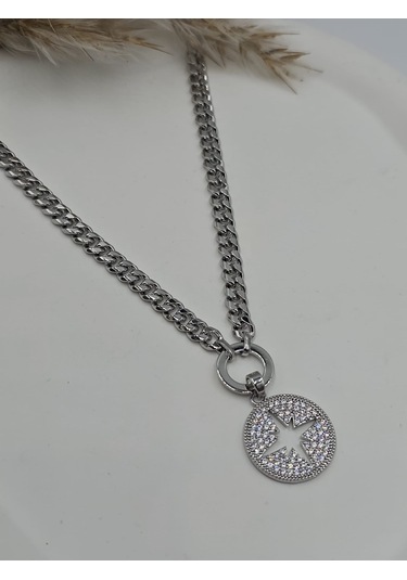 14k Altın Kaplama Gurmet Zincirli Mina Kolye Altın