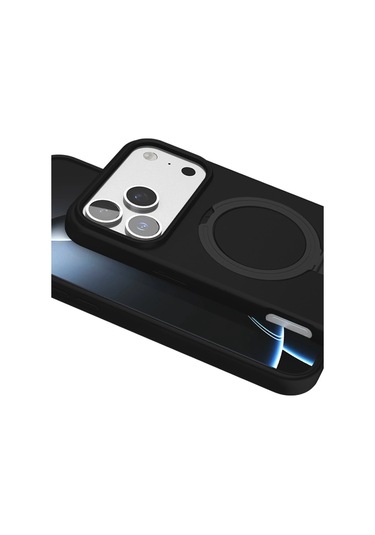 Özel Apple I Phone 17 Pro Regal Magsafe Standlı Kapak - Siyah Fırsat