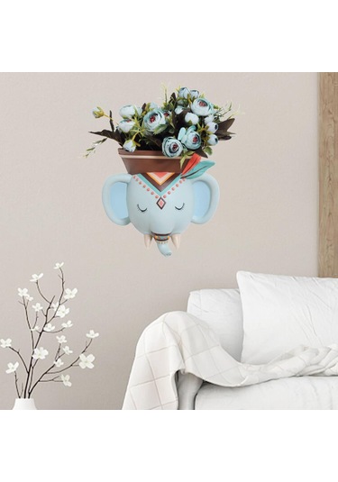 Suntek Magideal Etnik Hayvan Kafası Duvar Ekici Asılı Pot Reçine Fil