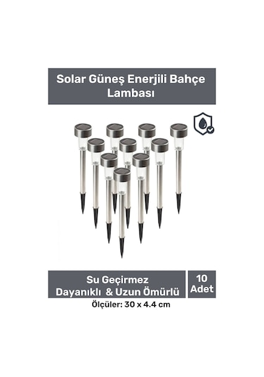 Kablosuz Su Geçirmez Dayanıklı Solar Güneş Enerjili Bahçe Lambası Plastik Saplama 30cm 10 Adet Set