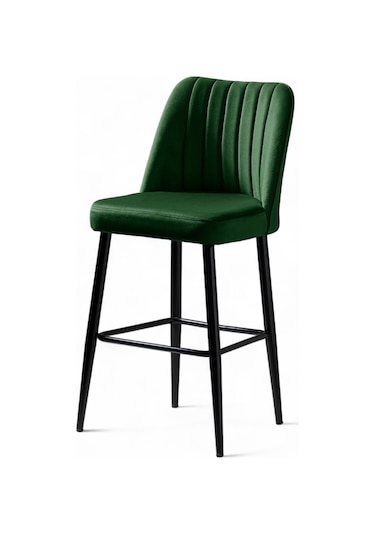Ada Bar Sandalye - Babyface Yeşil - Metal Siyah Ayak Yeşil