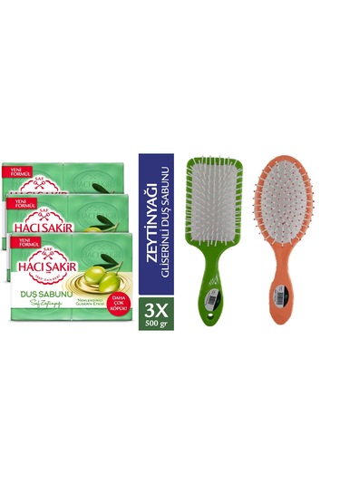 Hacı Şakir Saf Zeytinyağı Sabun 4x125 Gr X 3 Ad Saç Tarak Fırça