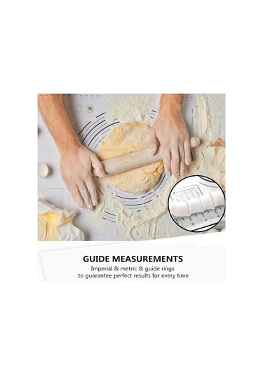 Kangvka Gıda Kalitesi Silikon Hamur Yoğurma Matı Siyah 29x26cm - Ölçü Çizgili, Kaymazsız, Non-stick, Ev Fırıncı Gereci Siyah