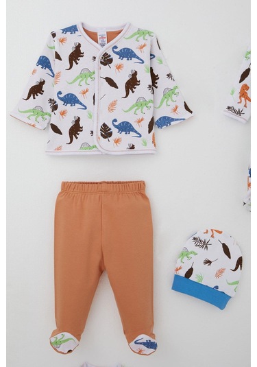 Breeze Erkek Bebek Hastane Çıkışı 8 Li Dinozor Krallığı 0-3 Ay, Beyaz Beyaz