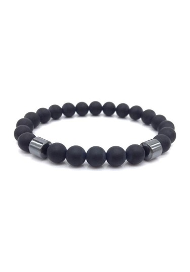 Doğal Taş Siyah Bileklik Çift Mıknatıslı Sigara Bıraktırma Güç Denge Bilekliği Çok Renkli