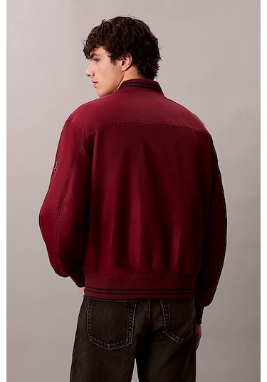 Erkek Tipped Hero Classic Fit Su İtici Bomber Mont - Bordo Renaissance Red