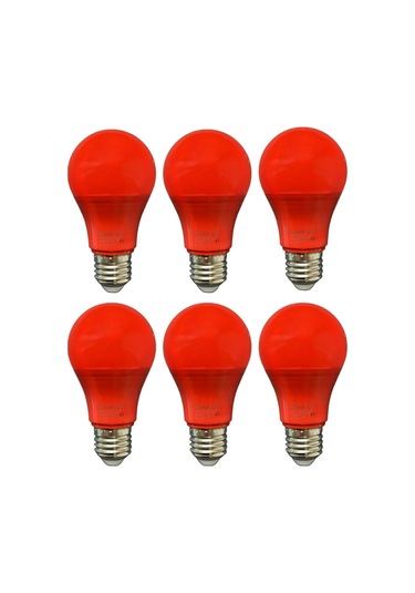 6 Adet Osaka 10w Kırmızı Işık E27 Duylu Kalın Duy Led Ampul