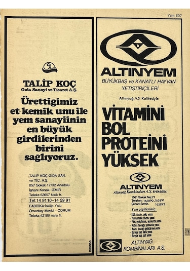 İzmir 1982-1983 Meslek Reklam İlanı Efemera S607