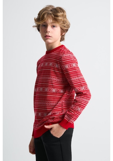 Alexandergardı Bisiklet Yaka Çocuk Triko Kazak C23-7103 Kırmızı