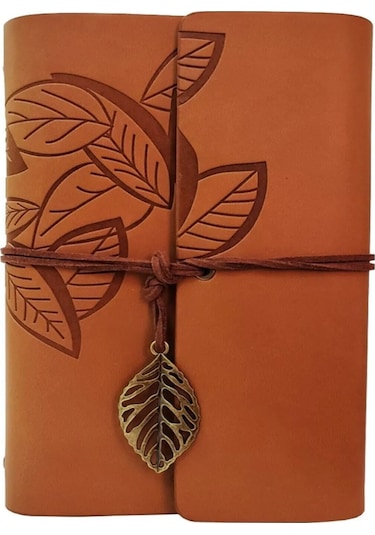 Deri Yaprak Desenli Defter - 9035596818334rx8