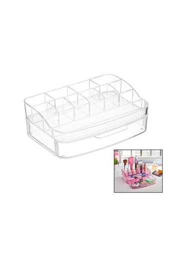 Makyaj Organizeri Çekmeceli - 12 Bölmeli 2+ 4+ 6 Mika - Kristal Plastik 5256 Çok Renkli