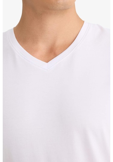 Defacto Slim Fit Dar Kesim V Yaka Üst D6187ax25wnwt34 Beyaz