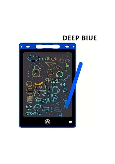 Trendooze 8.5 Inç Çocuk Yazı Tahtası Aheayuan Eğitici Çizim Defteri Işık Mavi Renkli Açık Mavi Çok Renkli