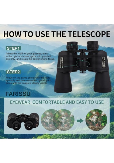 Kl65 20x50 Hd Dürbün Geniş Görüş Açısı, Yüksek Büyütme Kapasitesi Siyah