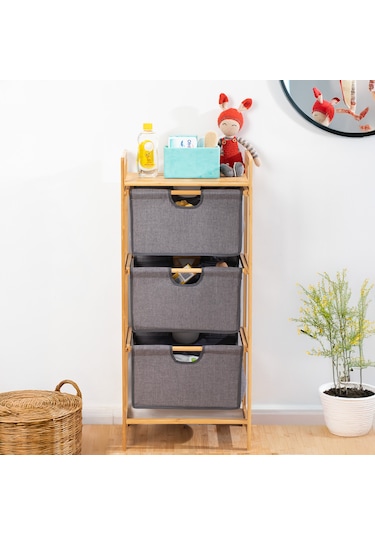 Porsima 2059 3 Katlı Ahşap Çok Amaçlı Çekmeceli Organizer Dolap