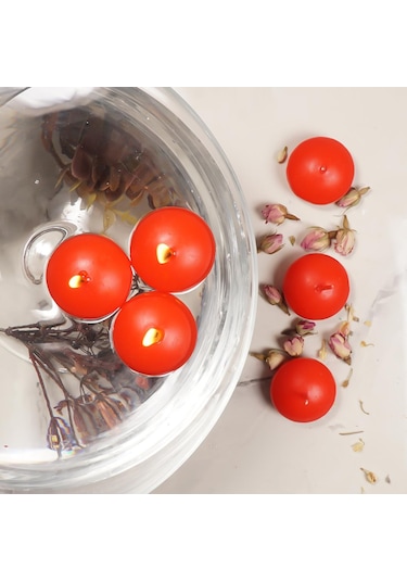 Mitr Kırmızı Suda Yüzen Mum Çok Renkli