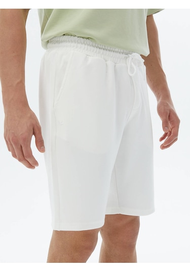 Kip Ekru Düz Örme Jogging Fit Casual Bermuda Çok Renkli