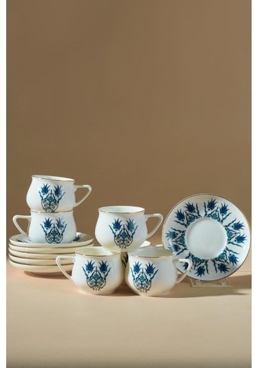 Karaca  İznik Yeni Form 6 Kişilik Kahve Fincanı Takımı 100 ml