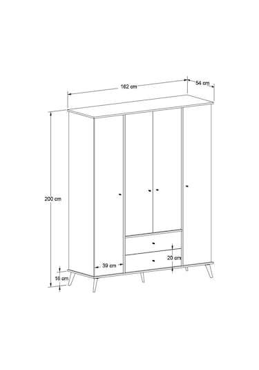 Terra 4 Kapaklı 2 Çekmeceli Gardırop - Florida Meşe/karışık Renk 162x204x54 Cm Terra 4 Kapaklı 2 Çekmeceli Gardırop - Florida Meşe/karışık Renk 162x204x54 Cm