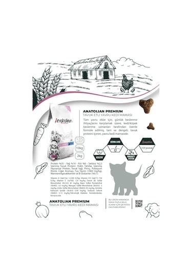 Anatolian Premium Kitten Tavuklu Yavru Kedi Maması 2 KG