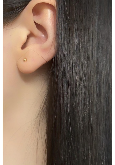 Zümrüt Sarraf 14 Ayar Altın Rose Renk Top Kadın Küpe