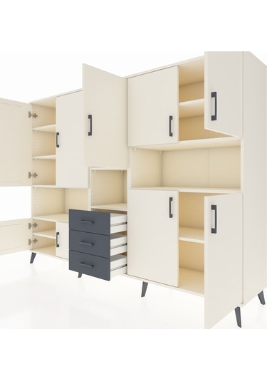 Hyperion Dolap 13 Raflı 3 Çekmeceli 9 Kapaklı 220x44x163 Aytaşı-a Aytaşı-aytaşı/antrasit