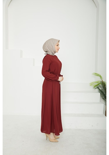 Armine Trend Kolları Lastikli Astarlı Elbise Bordo 25yt927 Bordo Armine Trend Kolları Lastikli Astarlı Elbise Bordo 25yt927 Bordo