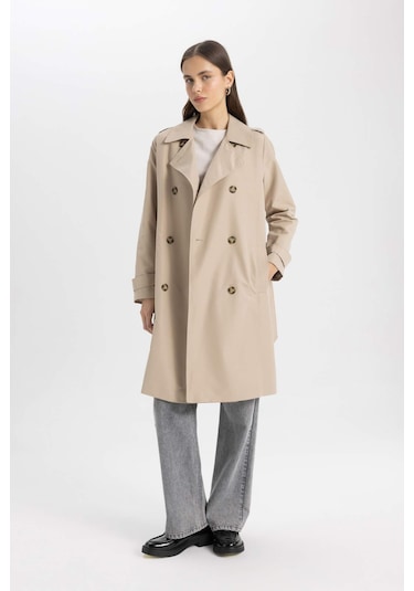 DeFacto Su İtici Mevsimlik Trençkot Kruvaze Yaka Düğmeli Cepli Kemerli Apoletli A0593AX24AUBN425 DeFacto Su İtici Mevsimlik Trençkot Kruvaze Yaka Düğmeli Cepli Kemerli Apoletli A0593AX24AUBN425
