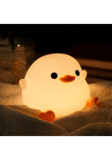 Gece Lambası Ördek Sevimli Ördek Lambası Kısılabilir Silikon Bebek Odası Gece Lambası Şarj Edilebilir Led Başucu Lambası Zamanlayıcı İle