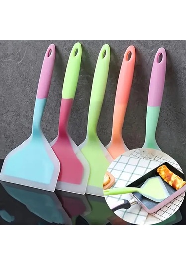 Awesomestore Mavi Çok Amaçlı Silikon Spatula: Yapışmaz, Isıya Dayanıklı, Pancake Biftek Izgara İçin Mavi