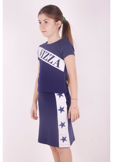 Toontoy Kız Çocuk Yıldız Baskılı Etekli Takım Lacivert